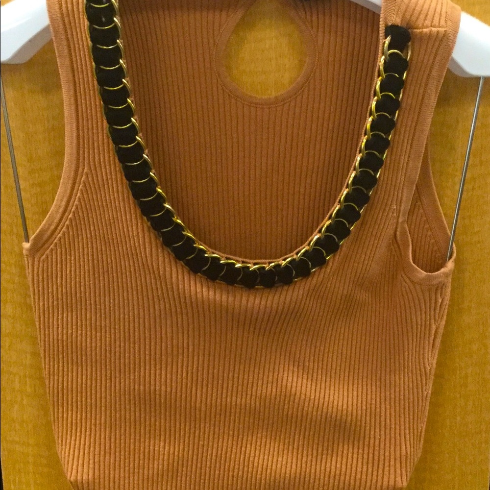 Tank with velvet and chain detail